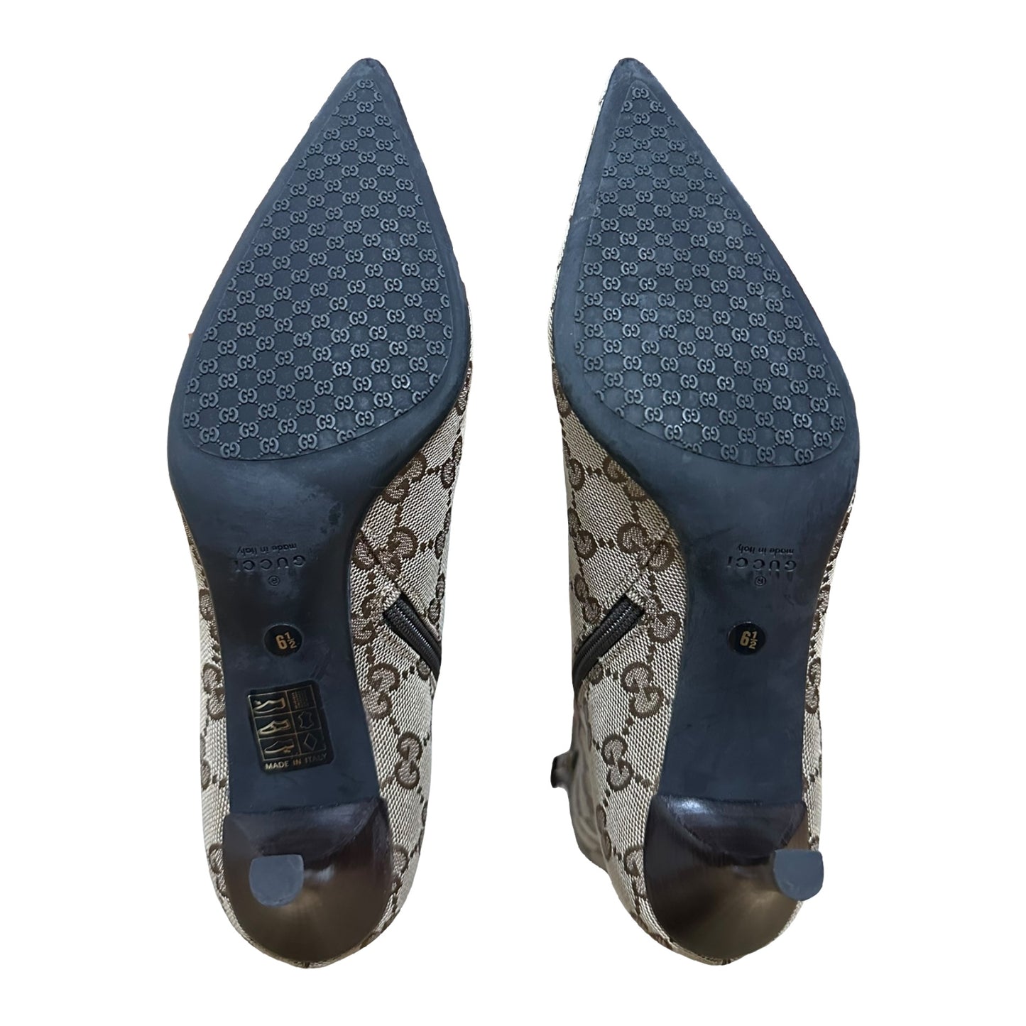 GUCCI GG Monogram Canvas Pointed Toe Ankle Boots