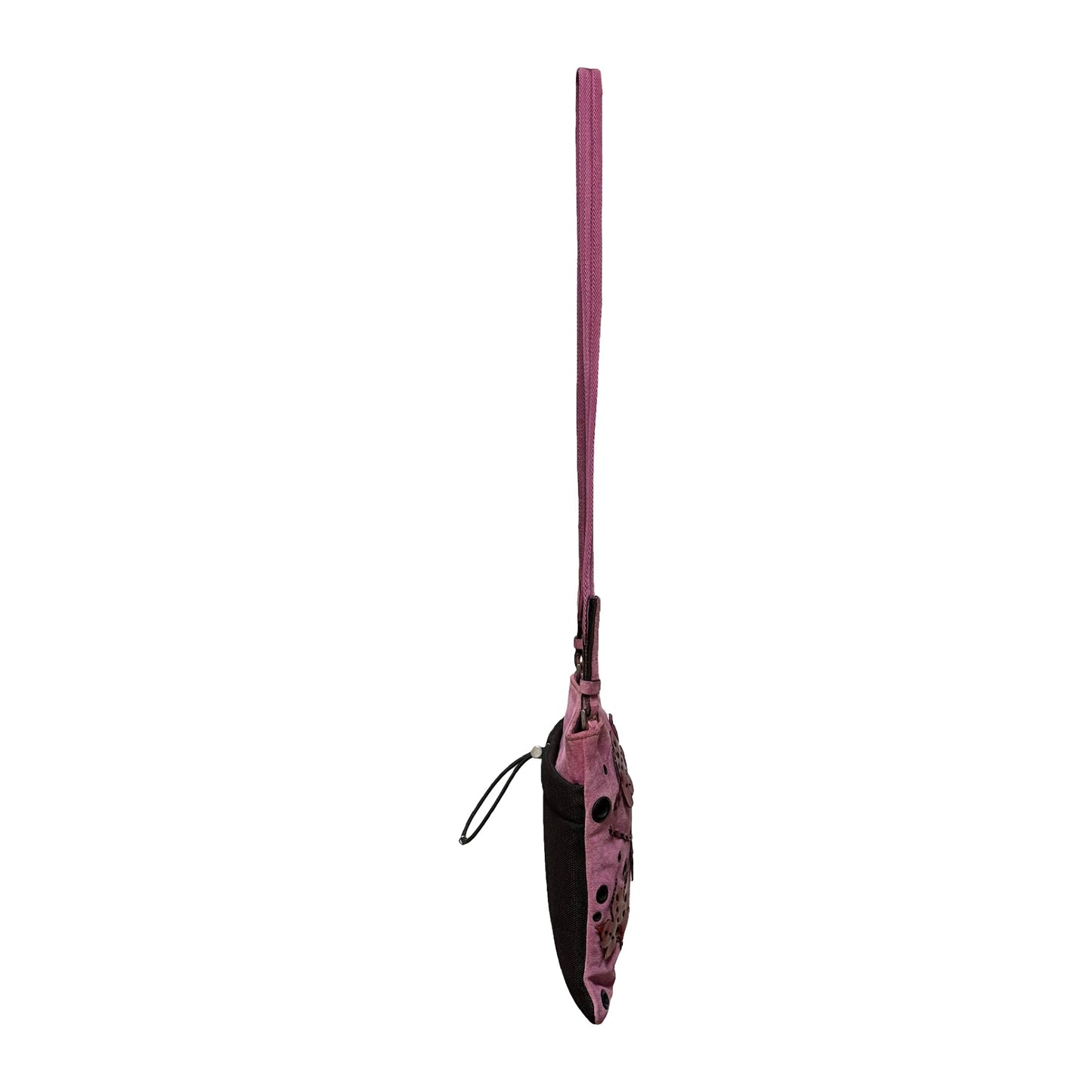 PRADA Fall Winter 1999 Appliqué Leaves Suede and Mesh Shoulder Bag