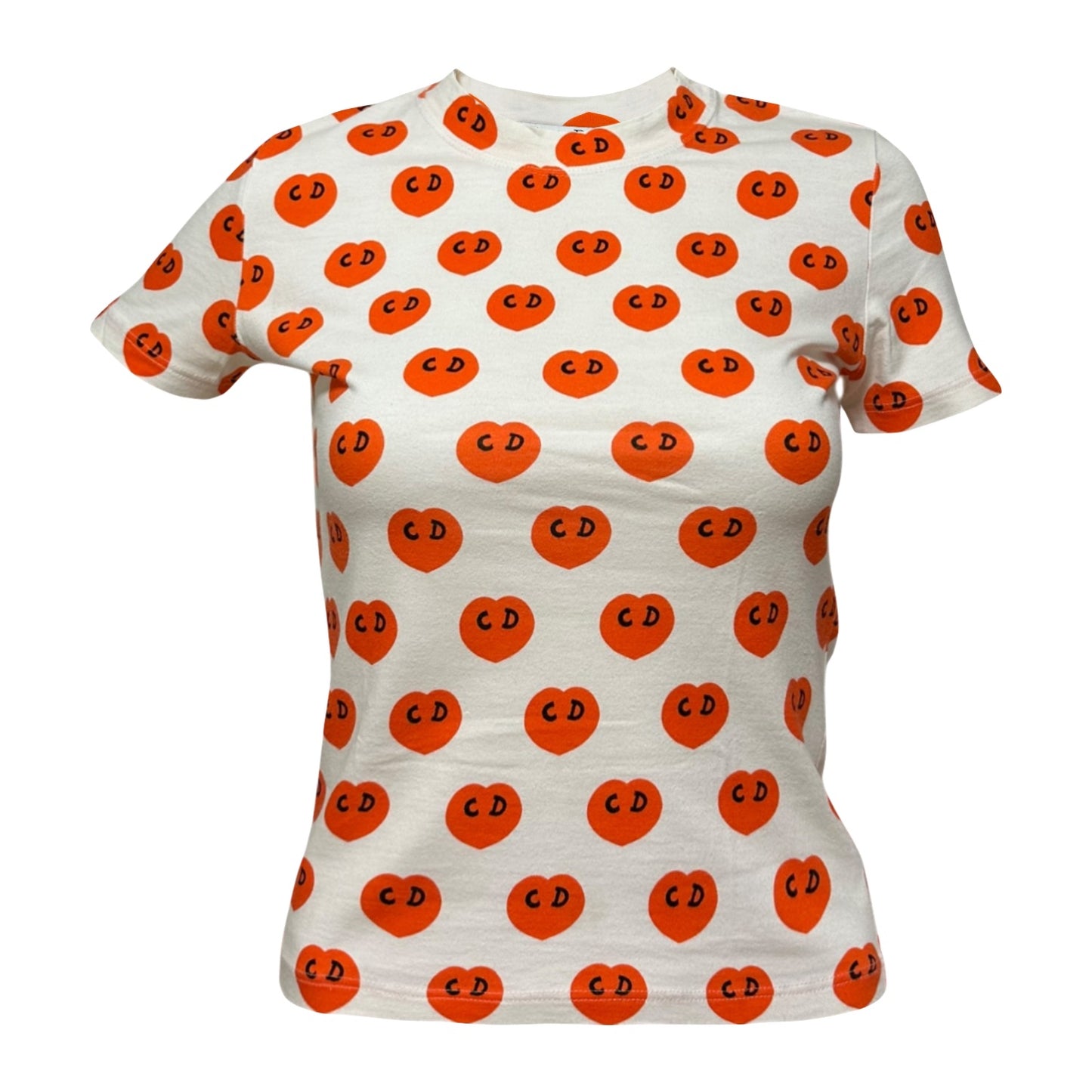 CHRISTIAN DIOR Spring Summer 2002 CD Logo Heart Print T-Shirt
