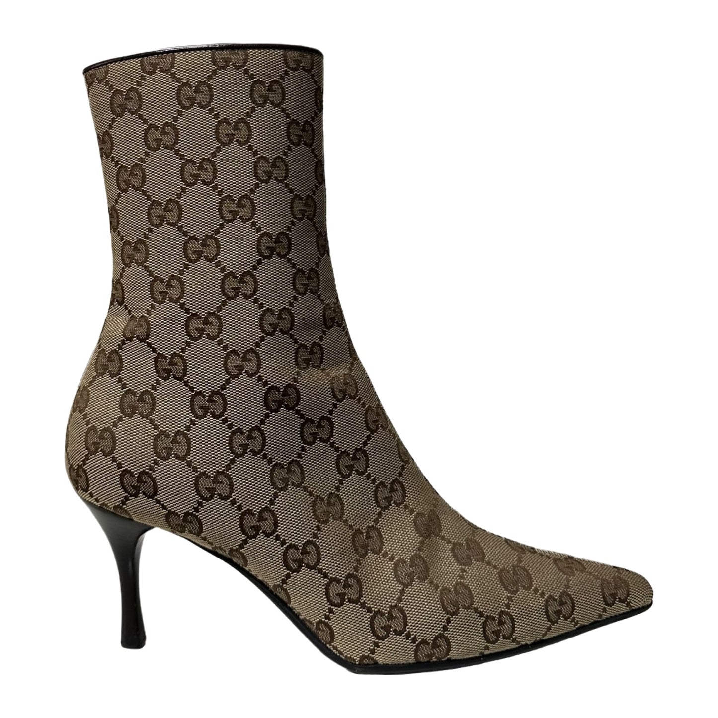 GUCCI GG Monogram Canvas Pointed Toe Ankle Boots