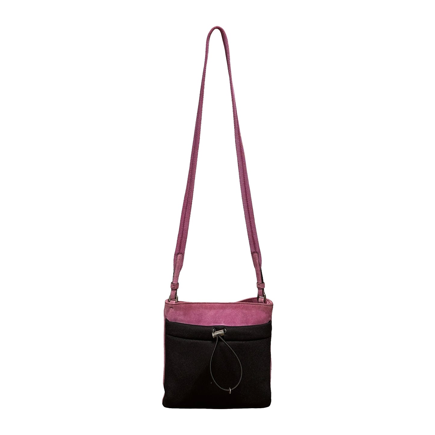 PRADA Fall Winter 1999 Appliqué Leaves Suede and Mesh Shoulder Bag
