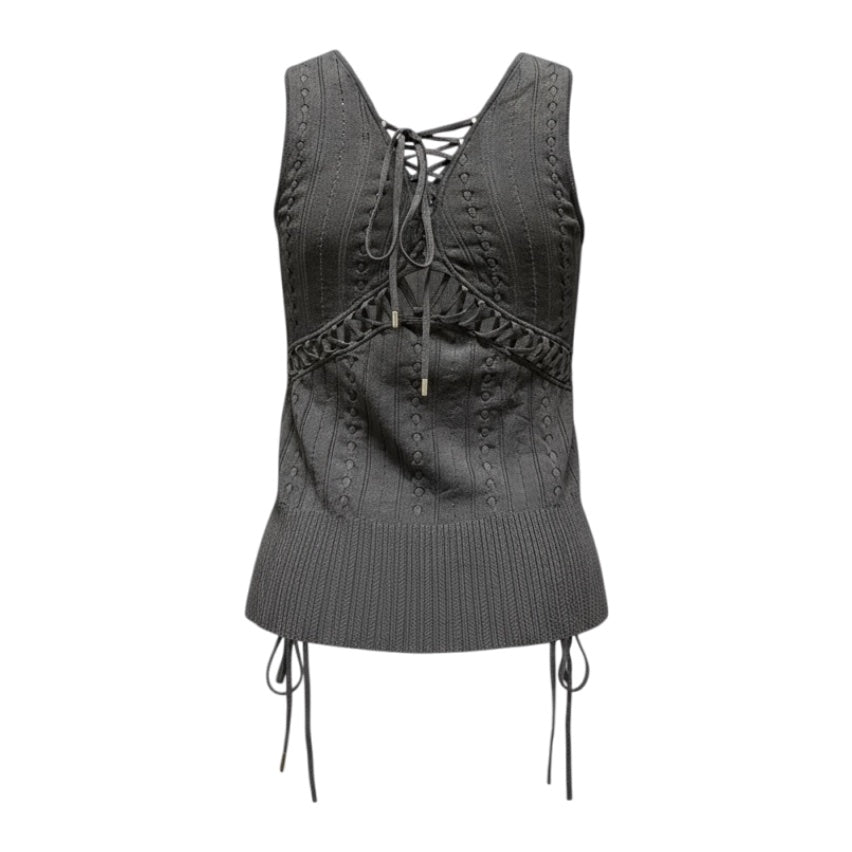 CHRISTIAN DIOR Spring Summer 2004 Laced Up Knit Sleeveless Top