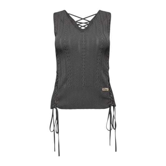 CHRISTIAN DIOR Spring Summer 2004 Laced Up Knit Sleeveless Top