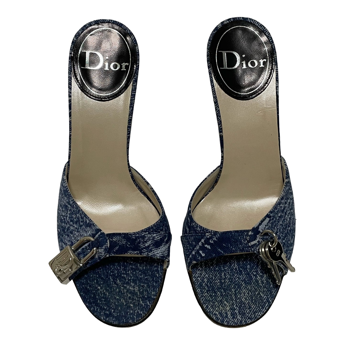 CHRISTIAN DIOR Spring Summer 2001 Lock and Key Denim Sandals