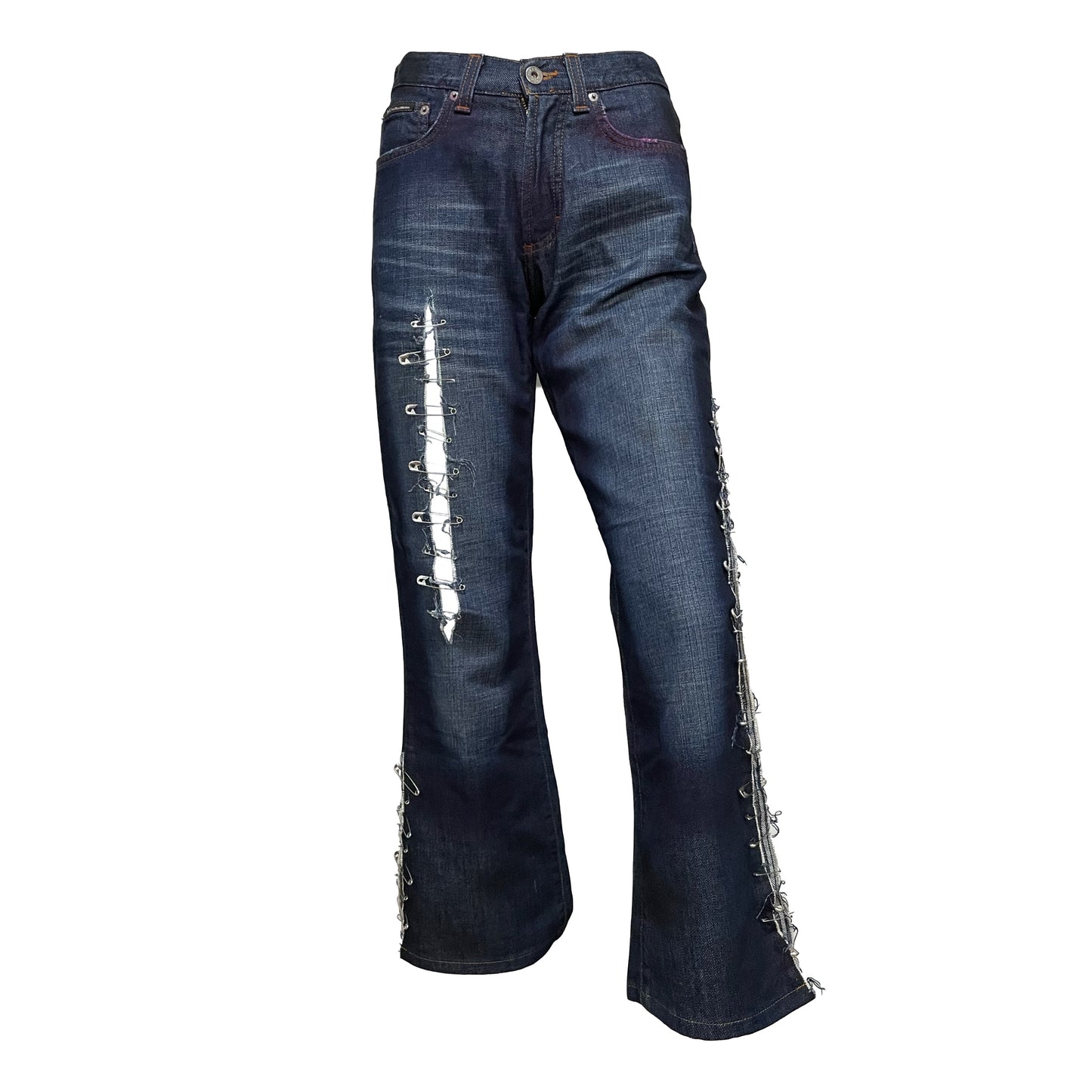 D&G Safety Pin High Waisted Flared Denim Pants