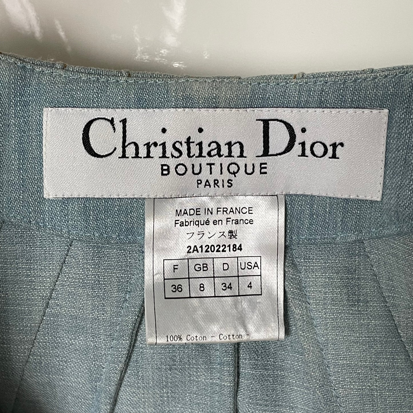 CHRISTIAN DIOR Spring Summer 2002 Denim Jacket and Skirt Set Up