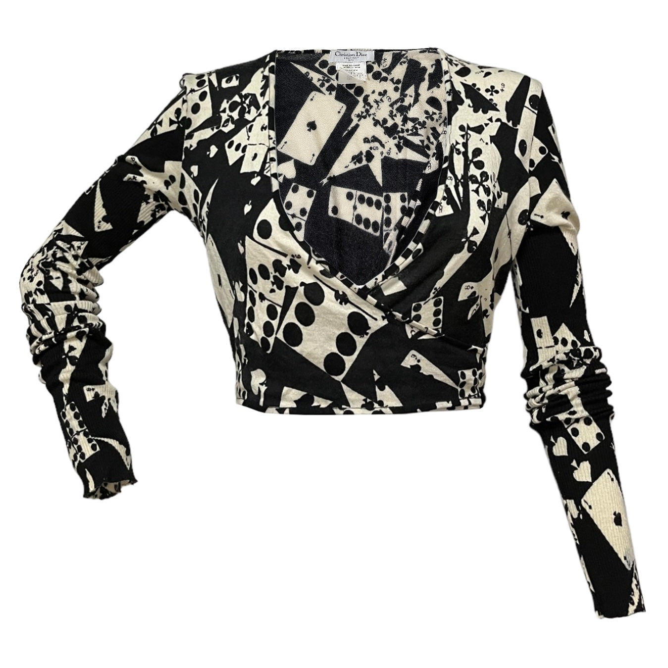 CHRISTIAN DIOR Spring Summer 2001 Dice Trump Print Wrap Knit Cardigan