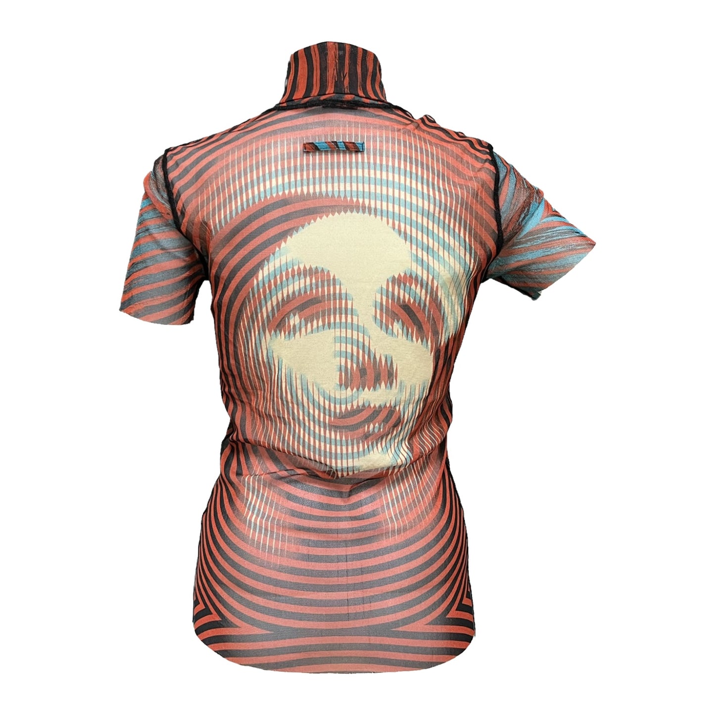 JEAN PAUL GAULTIER HOMME Marlene Dietrich Face Print Mesh Turtleneck Top