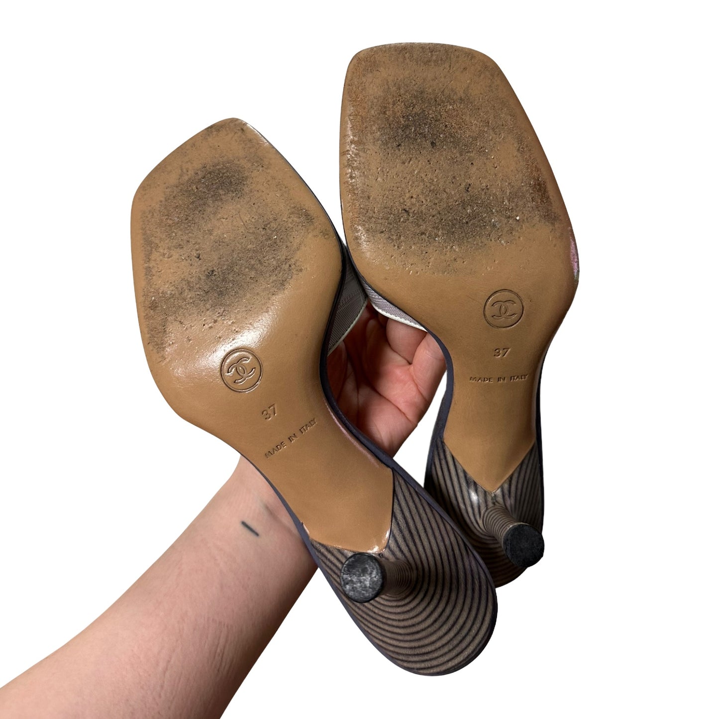 CHANEL Travel Line CC Logo Canvas Sandals