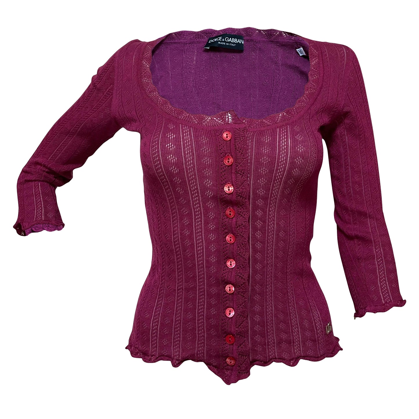 DOLCE&GABBANA Three-Quarter Sleeve Knit Cardigan