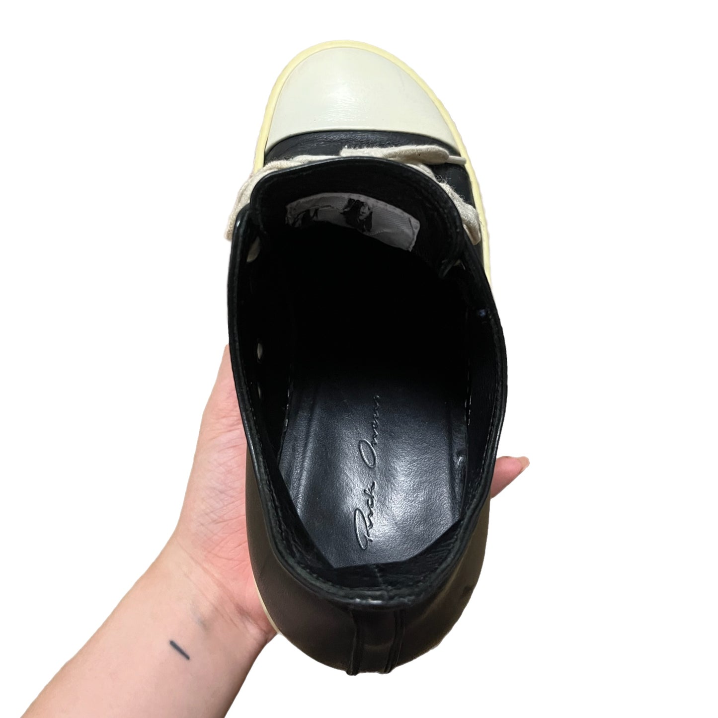RICK OWENS Lace Up Low Top Leather Sneakers