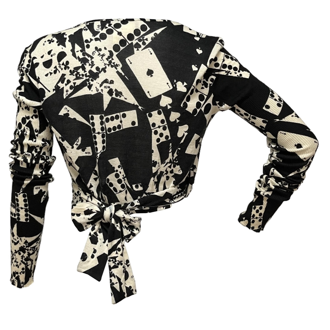 CHRISTIAN DIOR Spring Summer 2001 Dice Trump Print Wrap Knit Cardigan