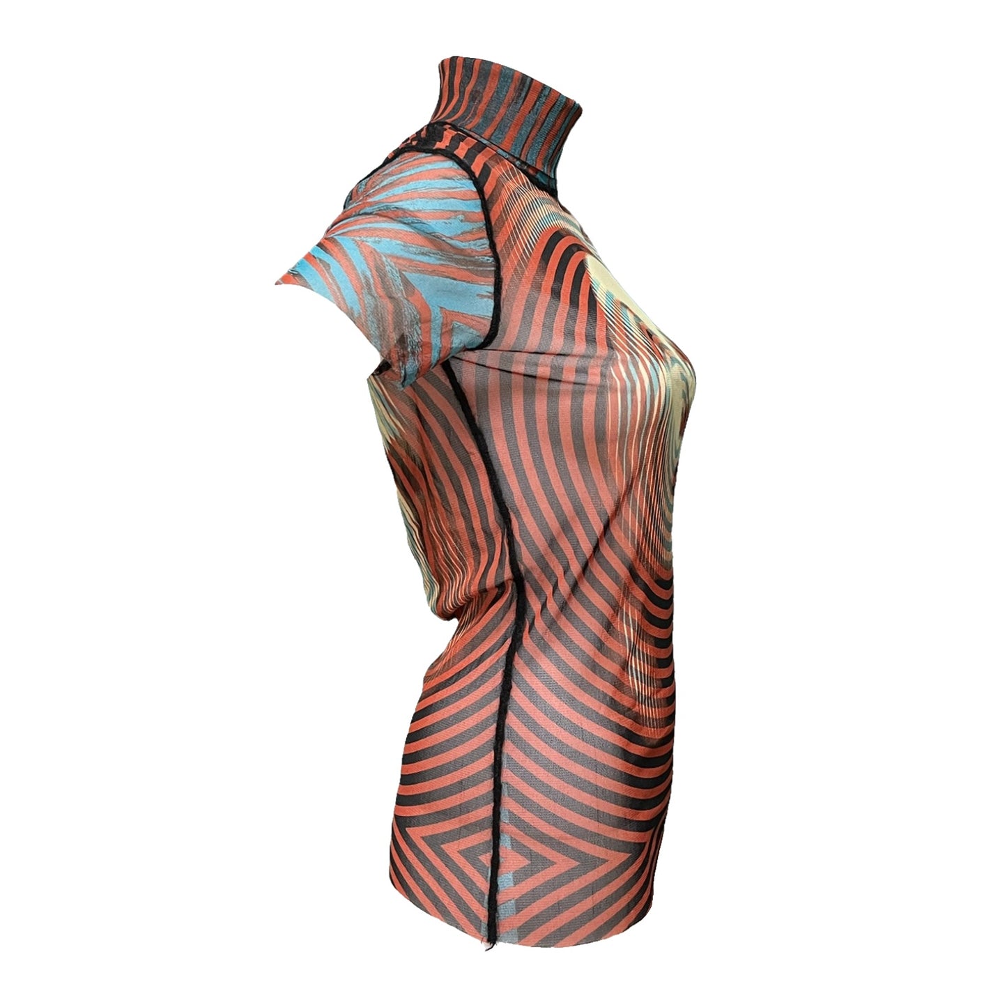 JEAN PAUL GAULTIER HOMME Marlene Dietrich Face Print Mesh Turtleneck Top