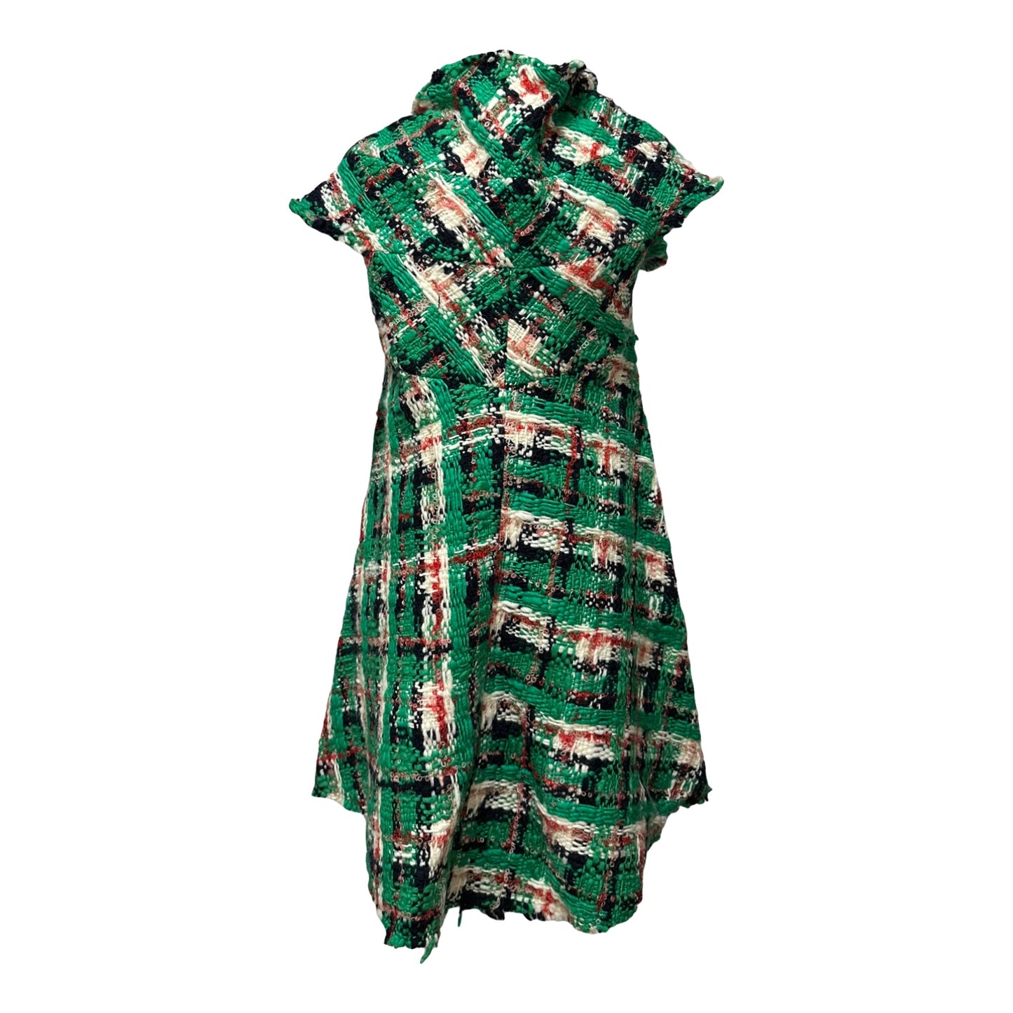 JUNYA WATANABE Fall Winter 2001 Check Tweed Knit Flared Midi Dress