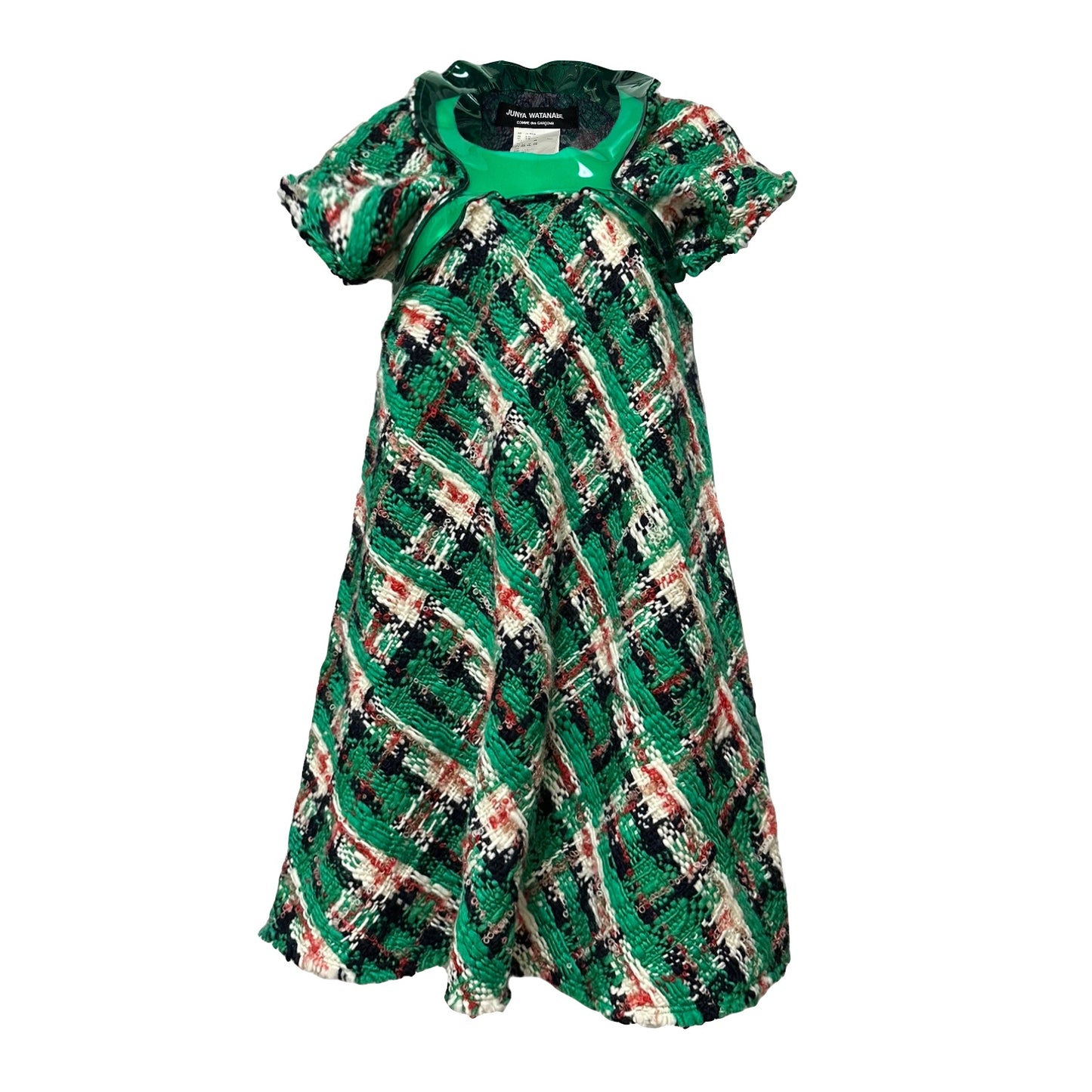 JUNYA WATANABE Fall Winter 2001 Check Tweed Knit Flared Midi Dress