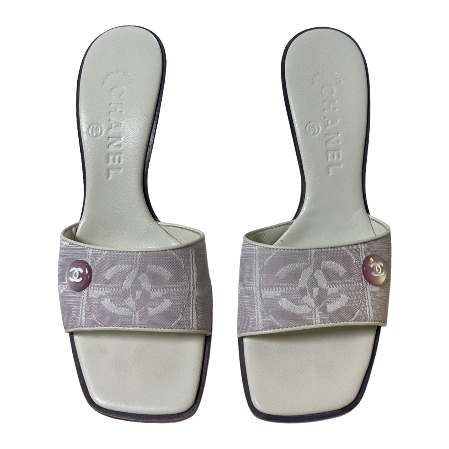 CHANEL Travel Line CC Logo Canvas Sandals