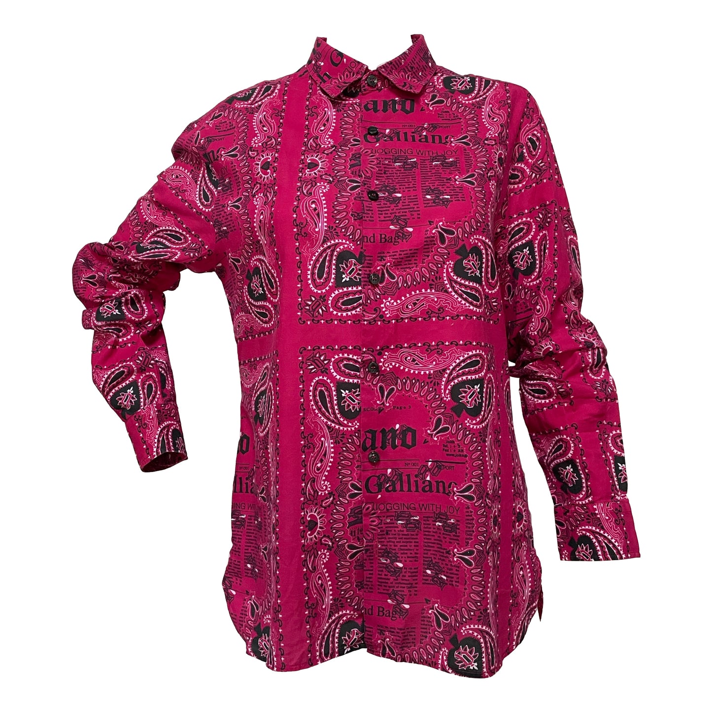 JOHN GALLIANO Newspaper Print Paisley Shirt