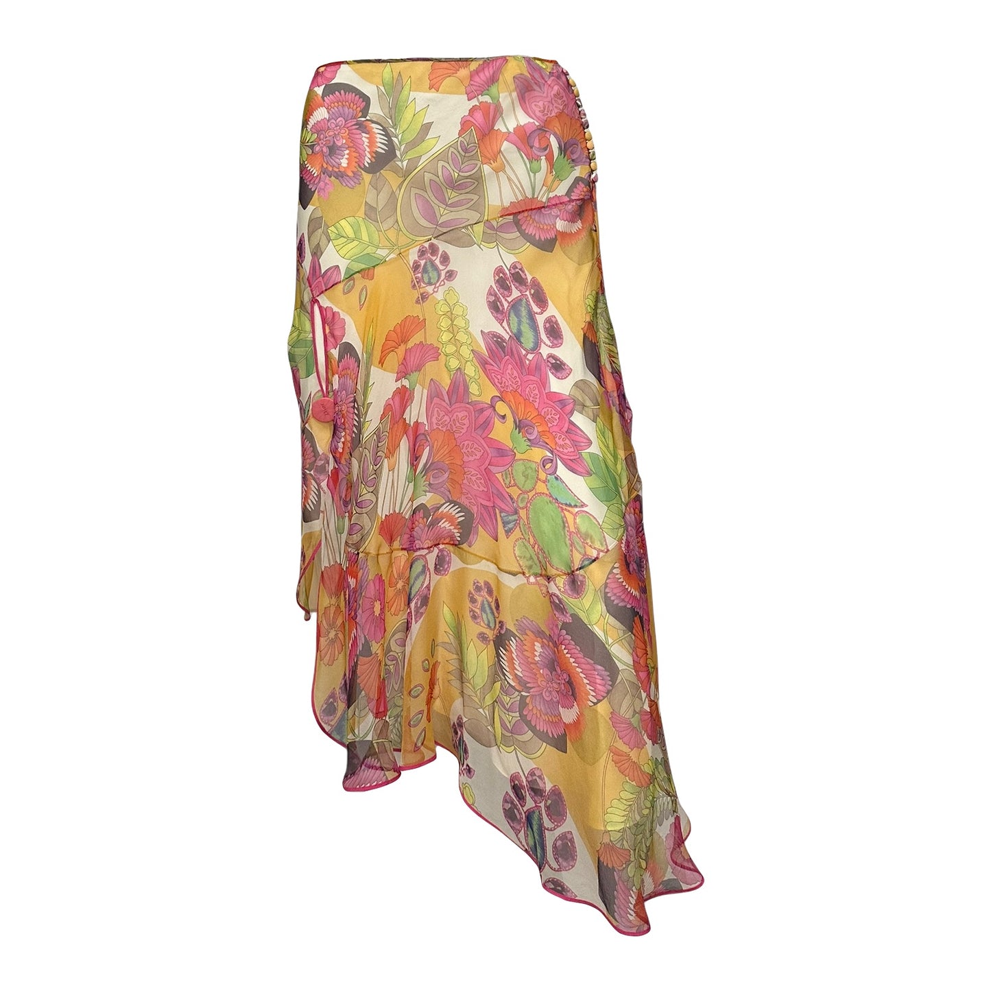 CHRISTIAN DIOR Spring Summer 2005 Floral Asymmetric Long Skirt