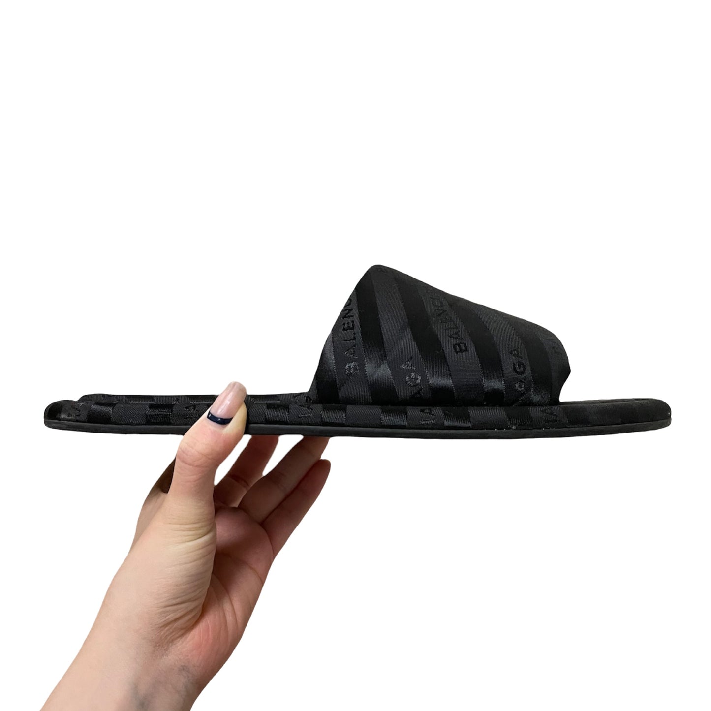 BALENCIAGA Jacquard Logo Striped Slides