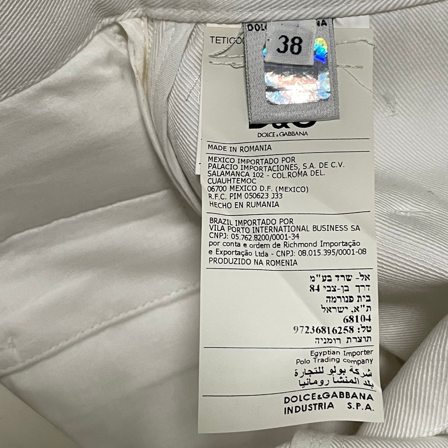D&G Spring Summer 2003 White Denim Short Pants