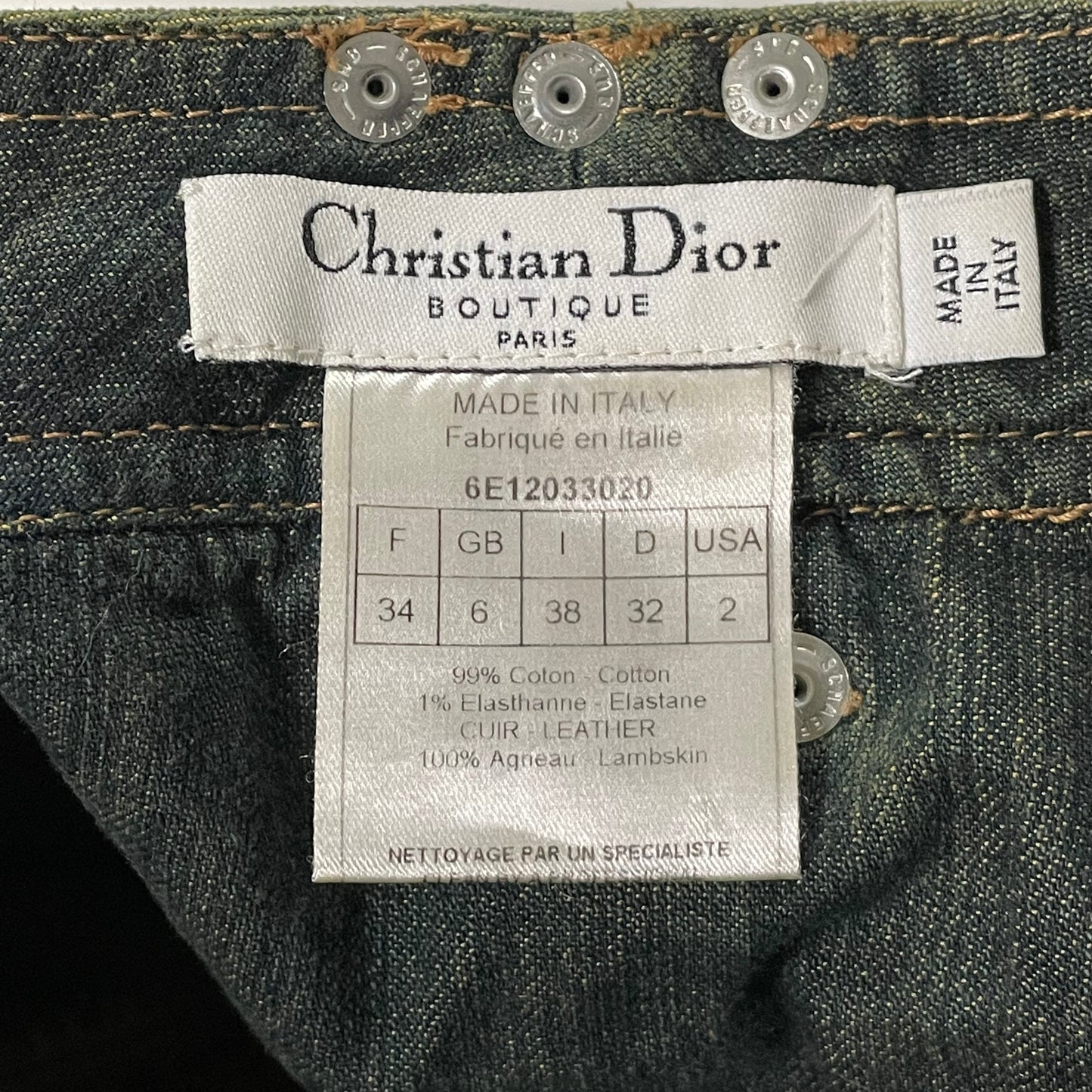 CHRISTIAN DIOR Spring Summer 2006 Denim Leather CD Logo Skirt