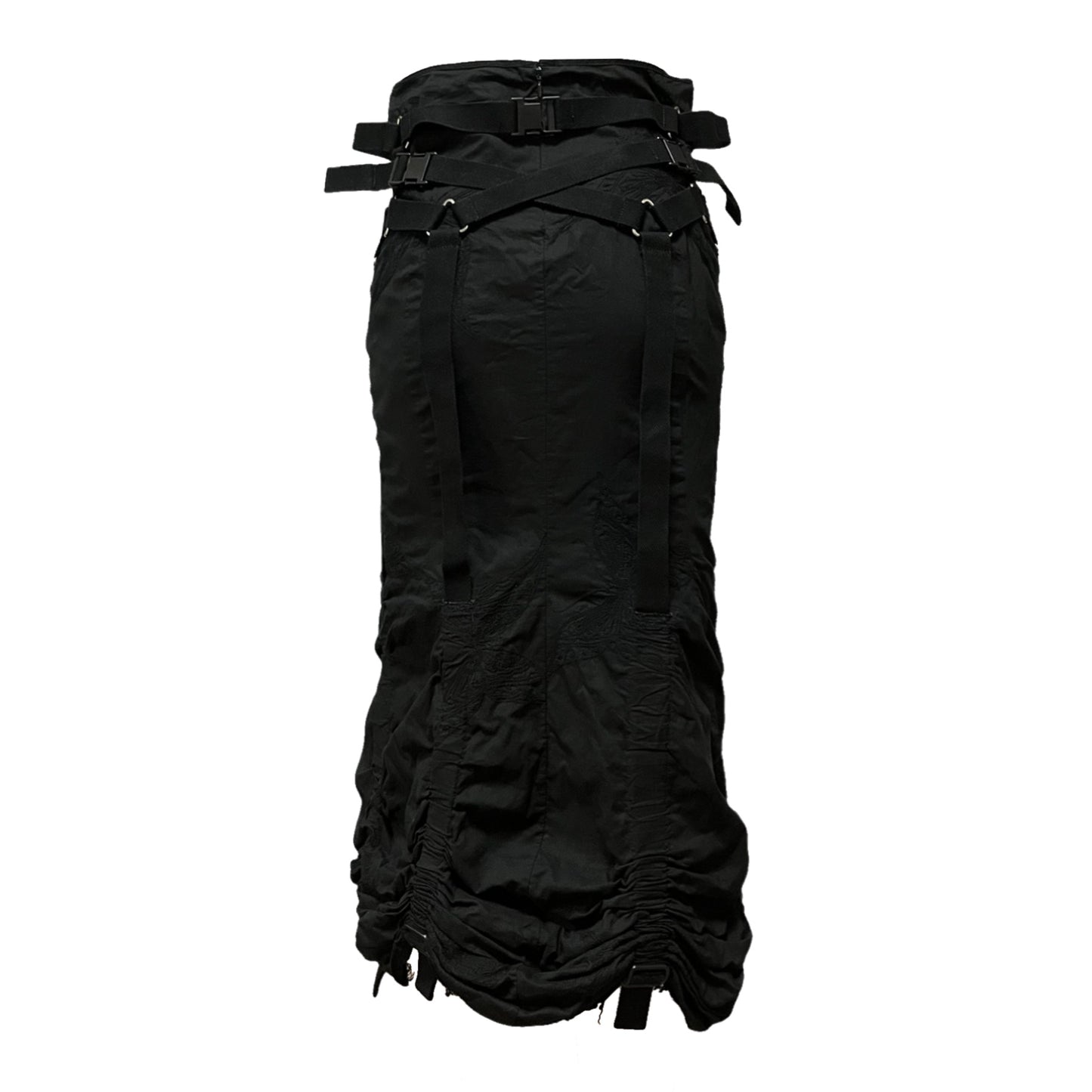 JUNYA WATANABE Spring Summer 2003 Butterfly Embroidered Parachute Midi Skirt