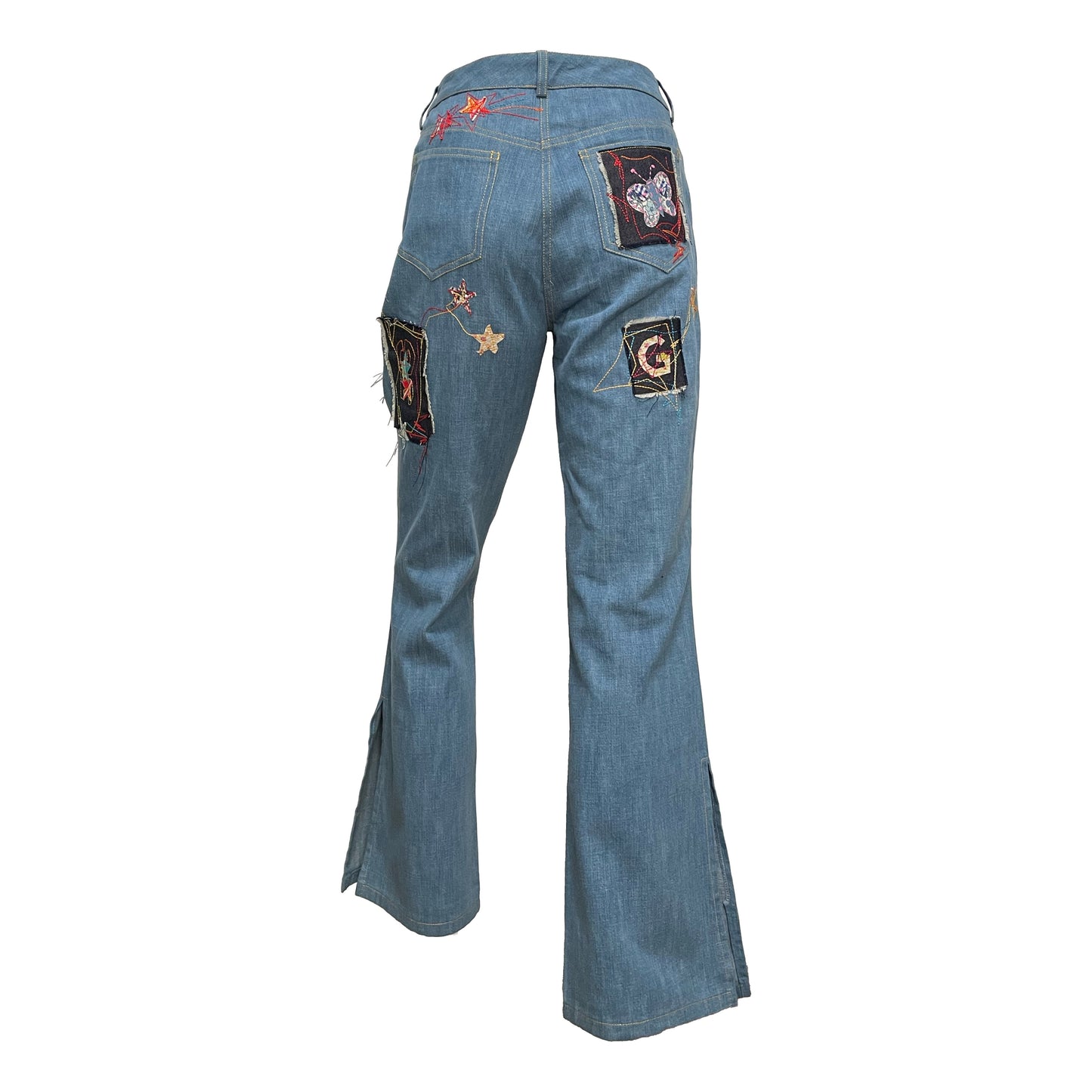 JOHN GALLIANO Spring Summer 2002 Flared Denim Patchwork Pants