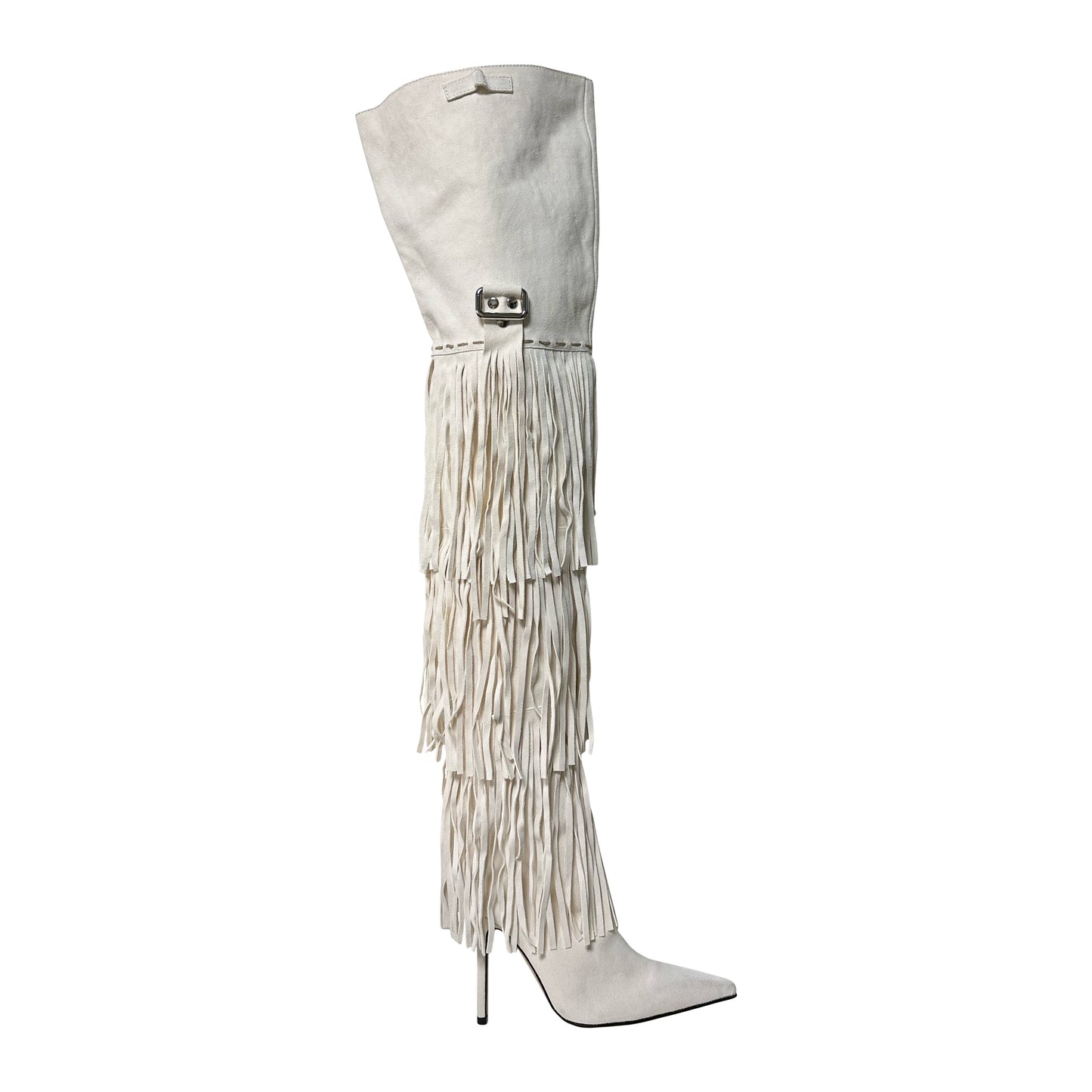 DOLCE&GABBANA Spring Summer 2004 Suede Fringed Thigh High Boots