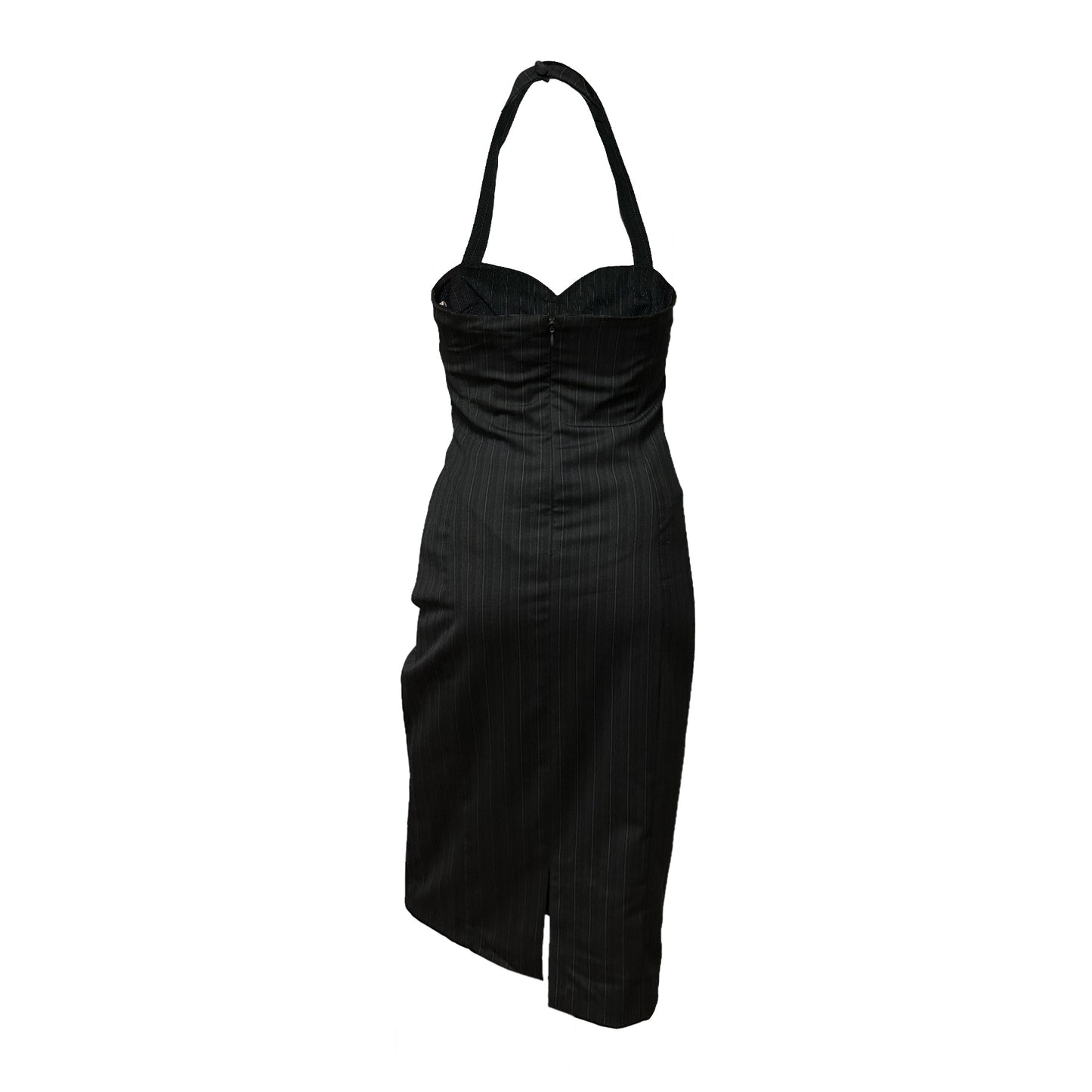 JOHN GALLIANO Striped Halter Neck Midi Dress