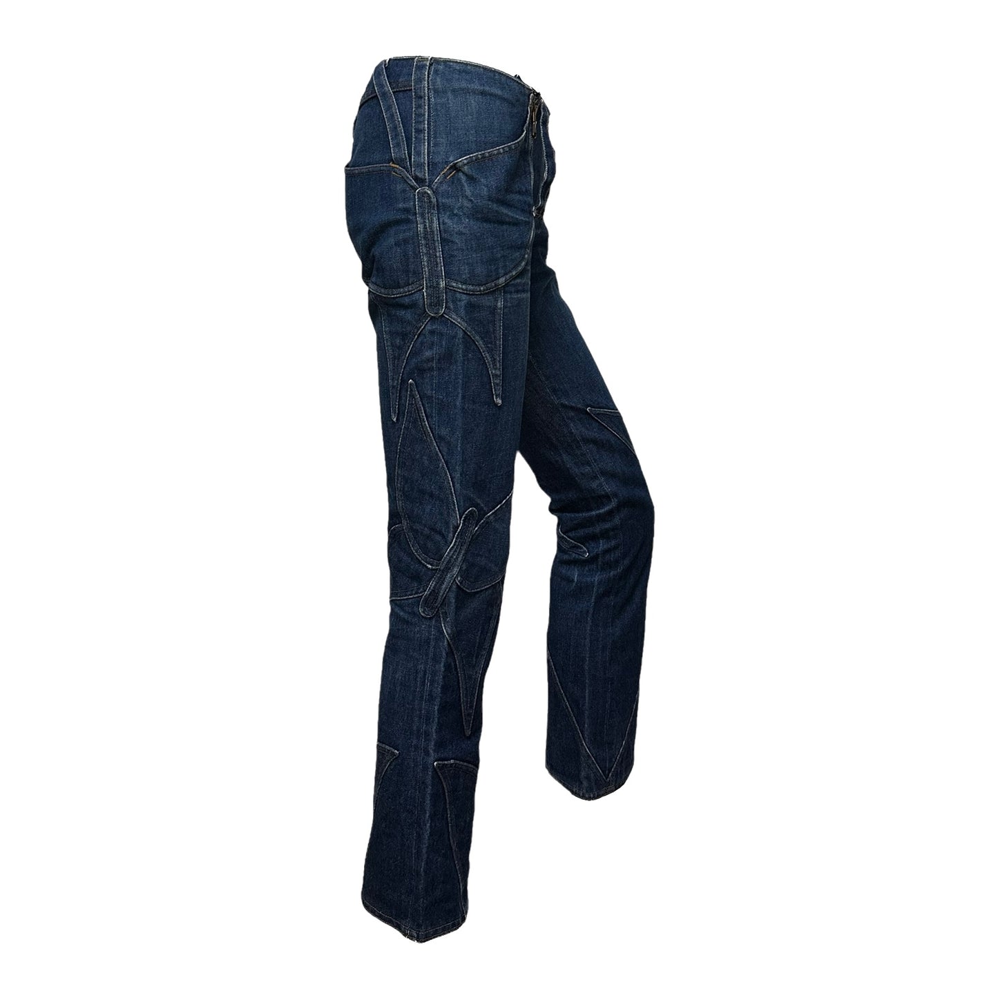 DOLCE&GABBANA Spring Summer 2002 Butterfly Patchwork Denim Pants