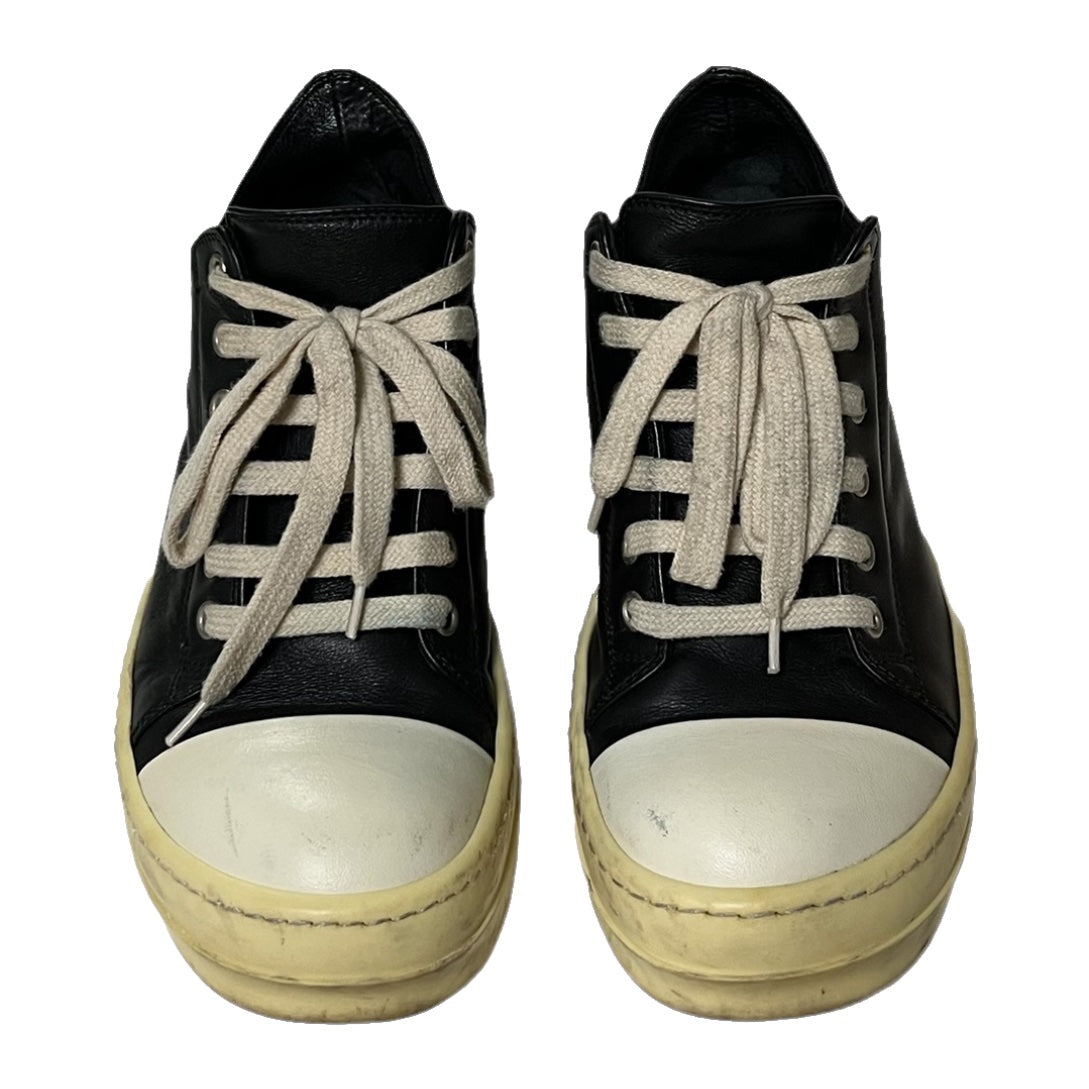 RICK OWENS Lace Up Low Top Leather Sneakers