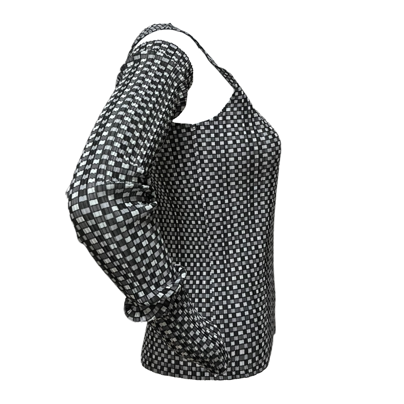 PLEATS PLEASE ISSEY MIYAKE Pleated Checked Print Top and Arm Cover