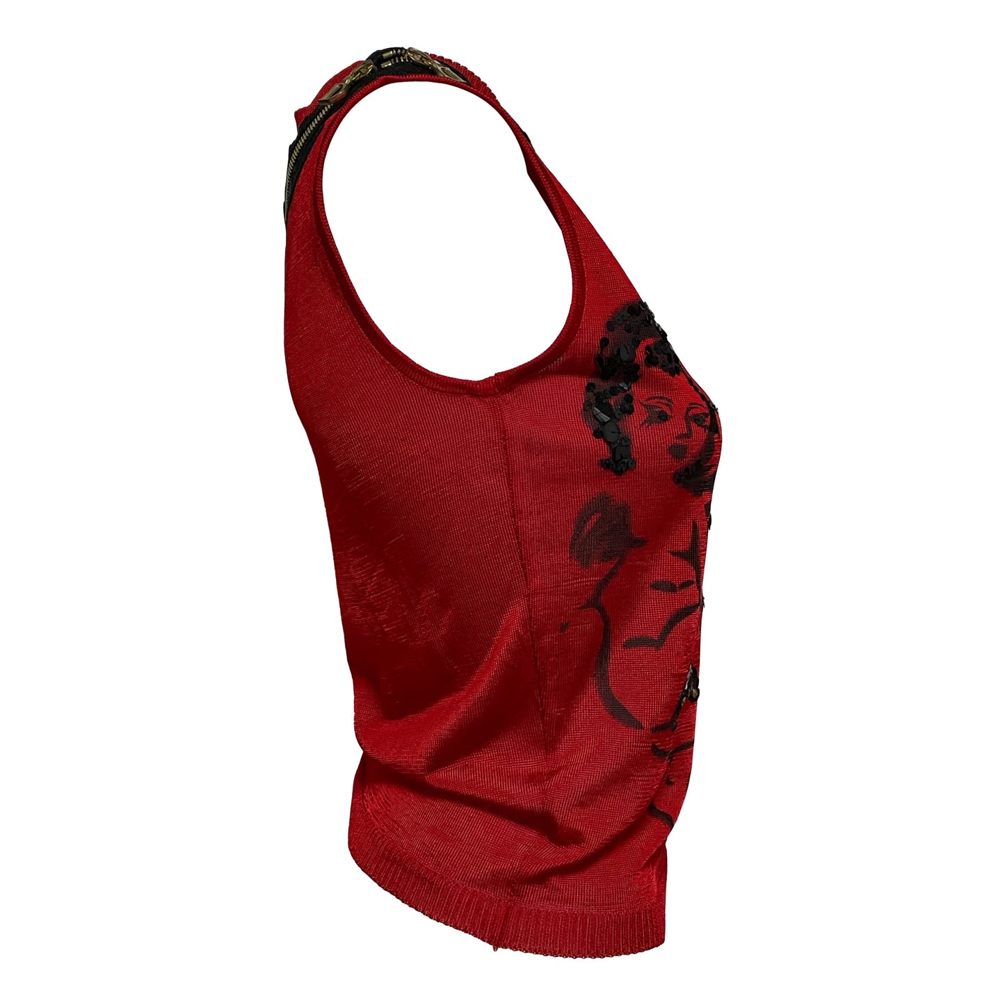 CHRISTIAN DIOR Spring Summer 2001 Sequin Zip Knit Tank Top