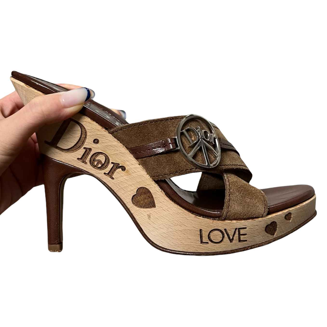 CHRISTIAN DIOR Peace and Love Wooden Sole Sandals