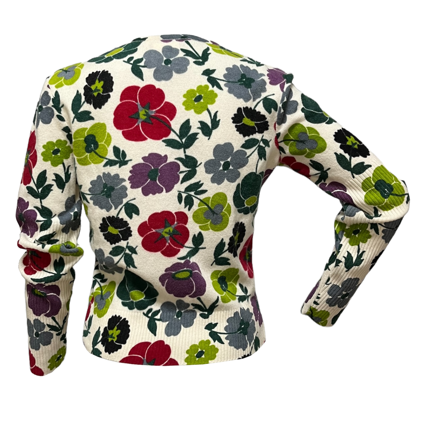 CHRISTIAN DIOR Fall Winter 2001 Floral Print Knit Cardigan