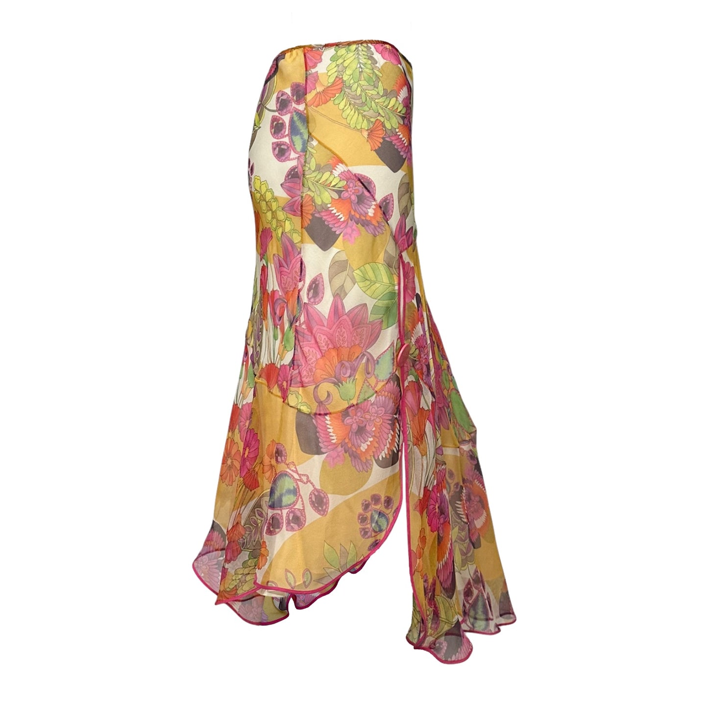 CHRISTIAN DIOR Spring Summer 2005 Floral Asymmetric Long Skirt