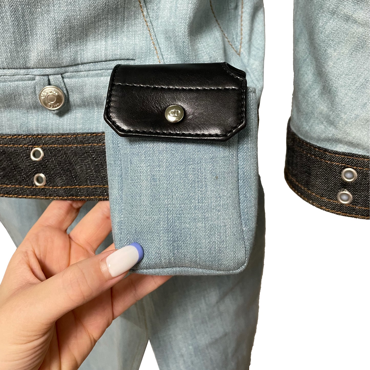 CHRISTIAN DIOR Spring Summer 2002 Denim Jacket and Skirt Set Up