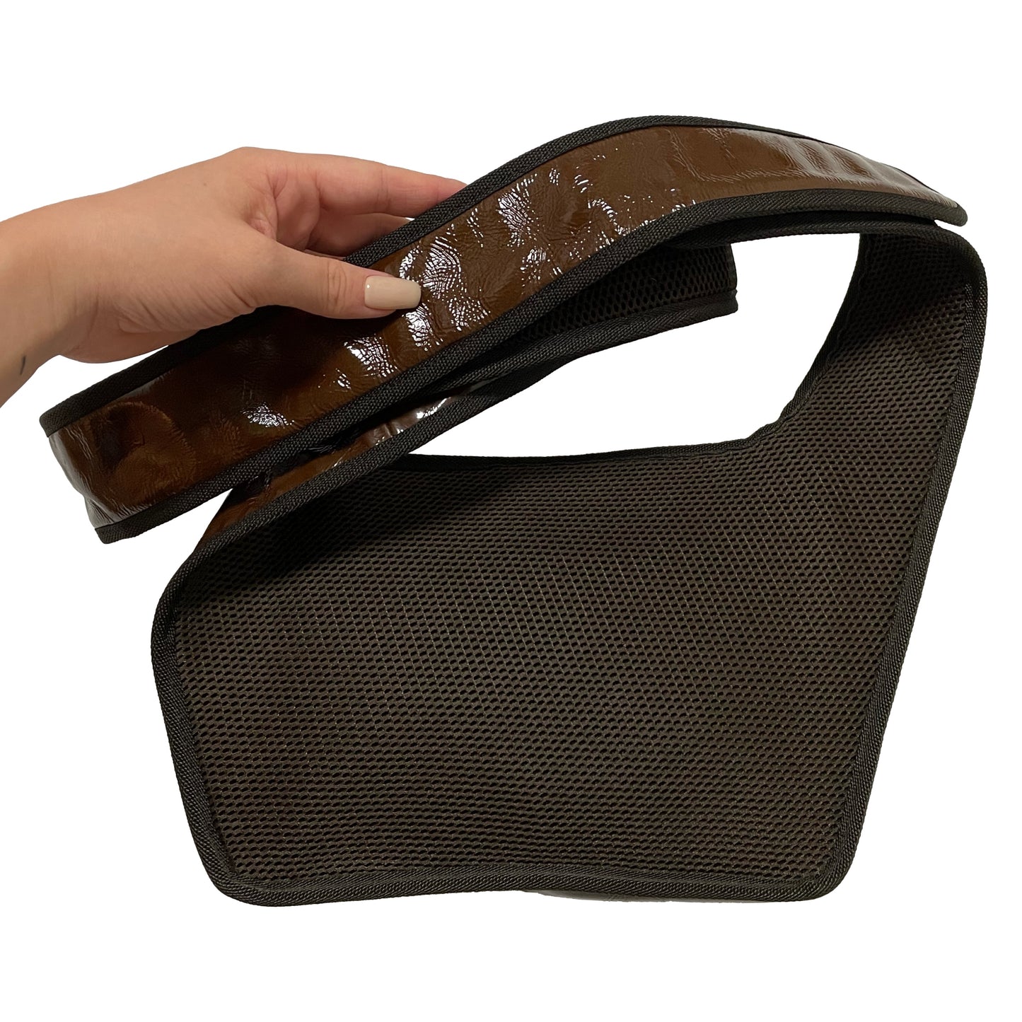 MIU MIU Fall Winter 1999 Enameled Leather Mesh Shoulder Bag