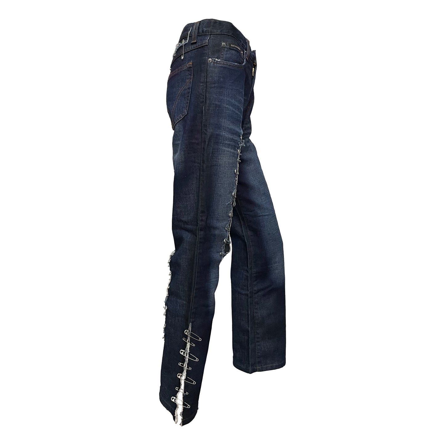 D&G Safety Pin High Waisted Flared Denim Pants