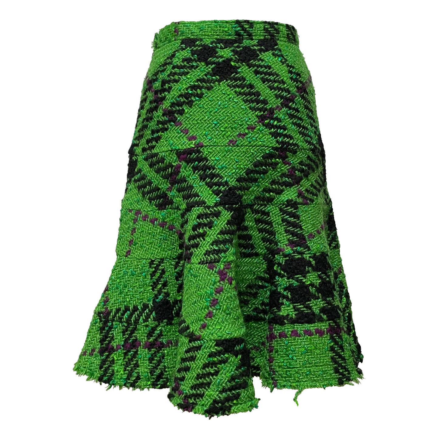 JUNYA WATANABE Fall Winter 2001 Check Tweed Knit Flared Midi Skirt