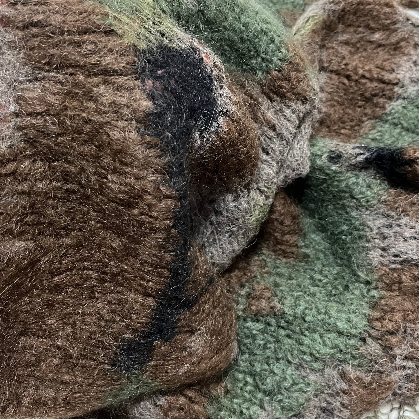 JUNYA WATANABE Fall Winter 2006 Fringed Distressed Military Camouflage Knit Scarf