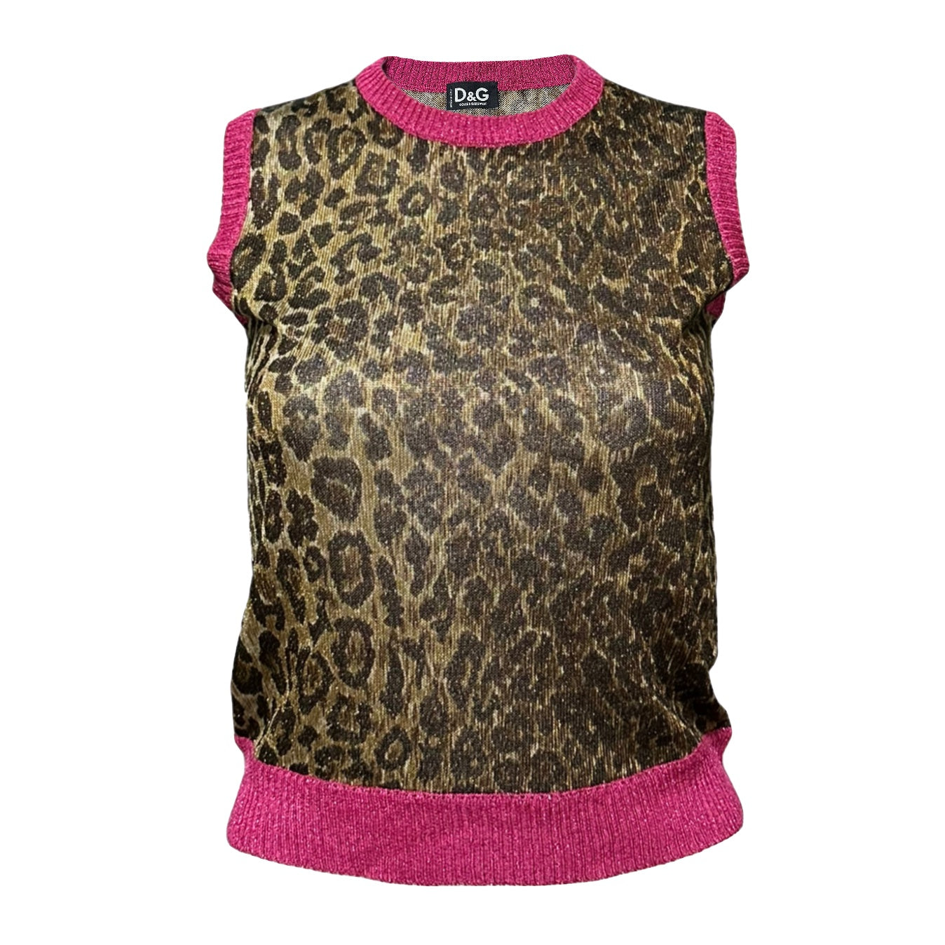 D&G Spring Summer 2001 Leopard Print Knit Tank Top