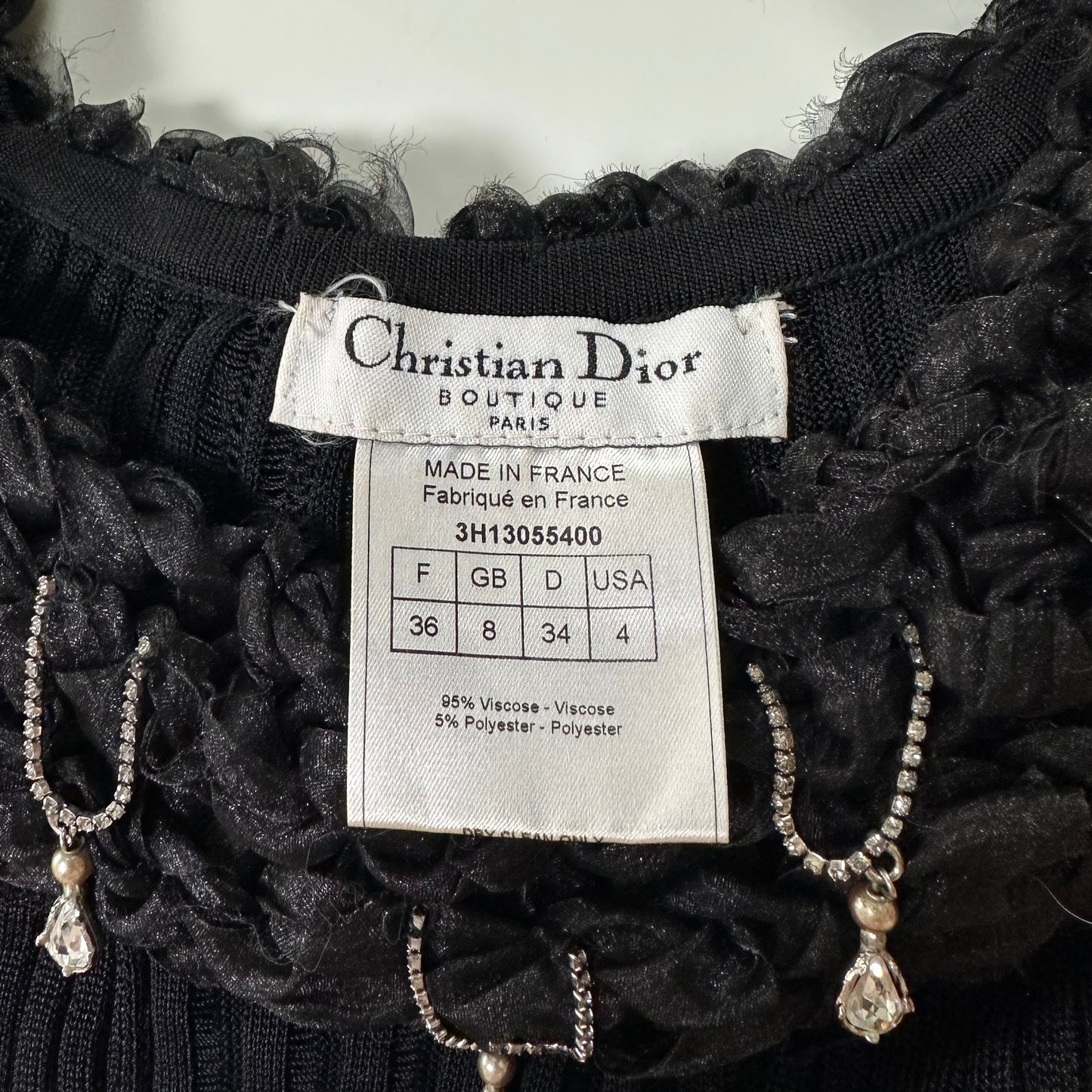 CHRISTIAN DIOR Spring Summer 2003 Rib Knit Off Shoulder Jewel Top