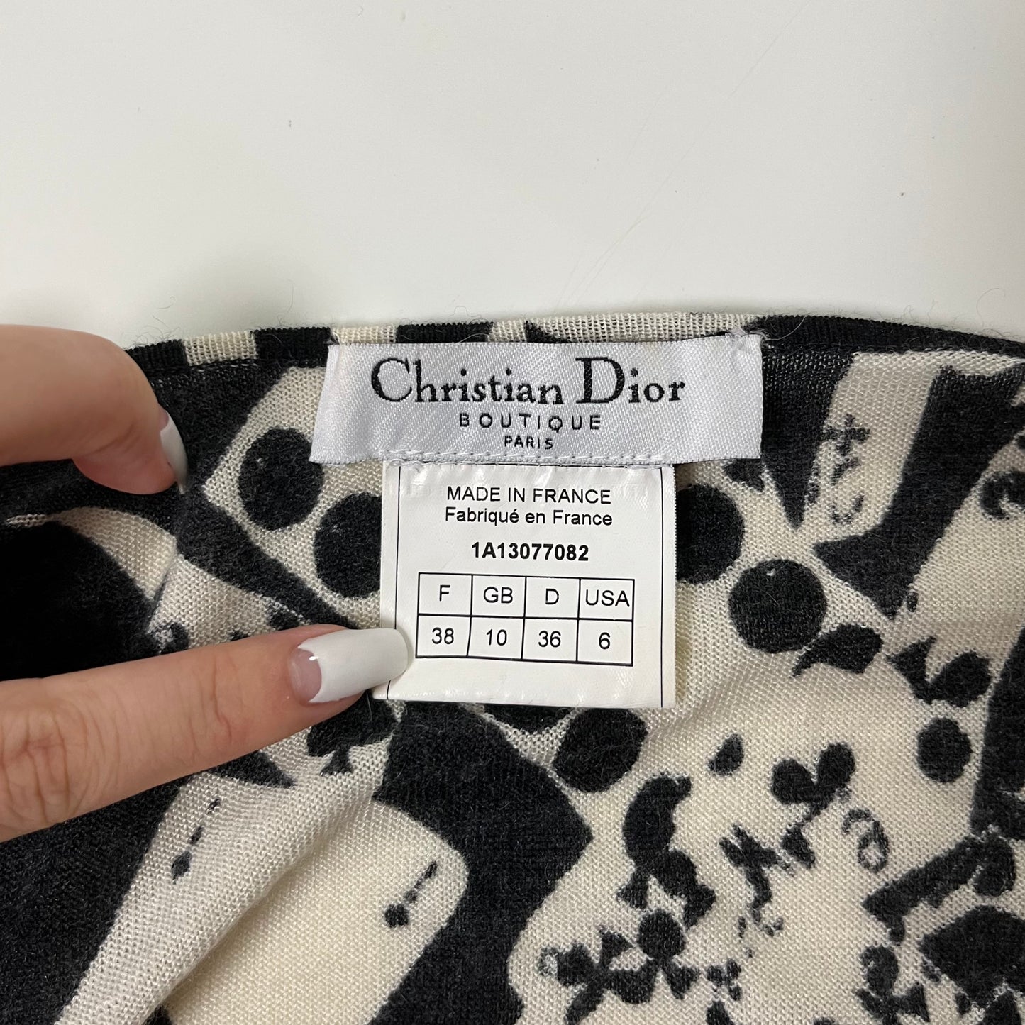 CHRISTIAN DIOR Spring Summer 2001 Dice Trump Print Wrap Knit Cardigan
