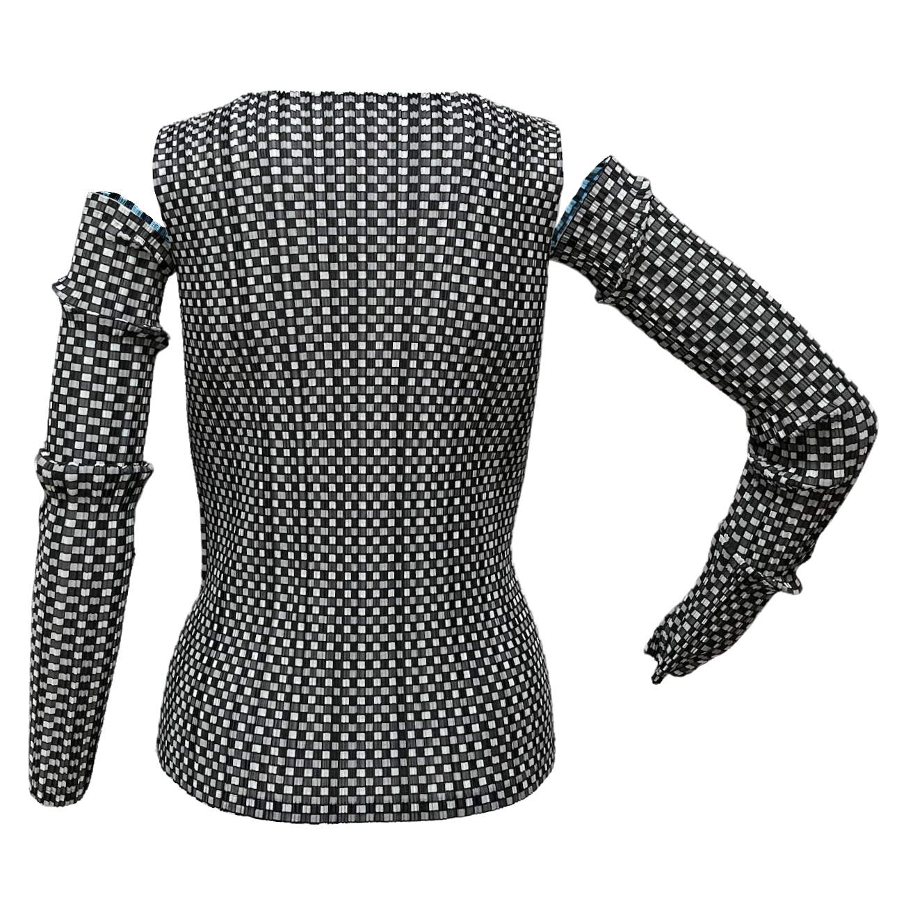 PLEATS PLEASE ISSEY MIYAKE Pleated Checked Print Top and Arm Cover