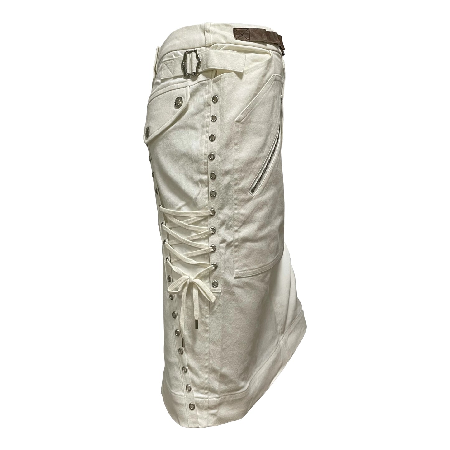 CHRISTIAN DIOR Fall Winter 2003 White Laced Up Skirt