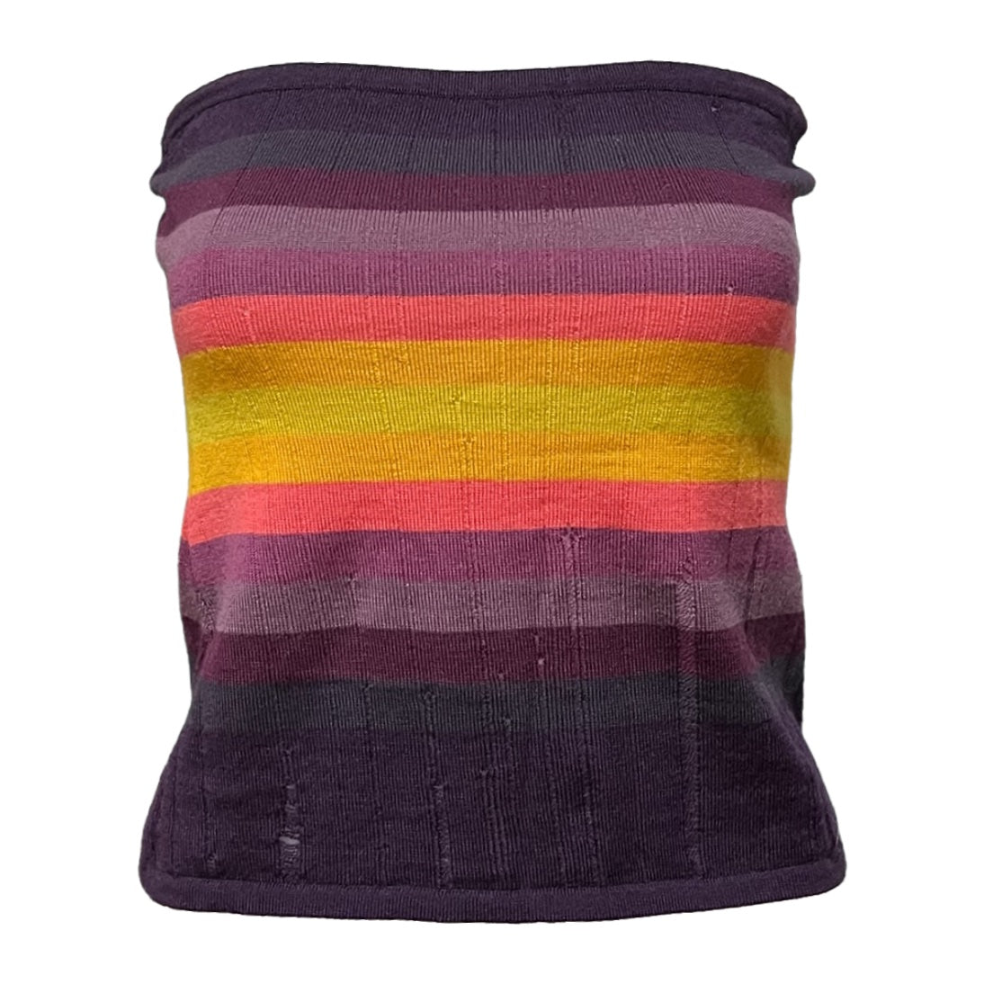 CHRISTIAN DIOR Fall Winter 2001 Striped Print Knit Cropped Cardigan and Bustier Top Set