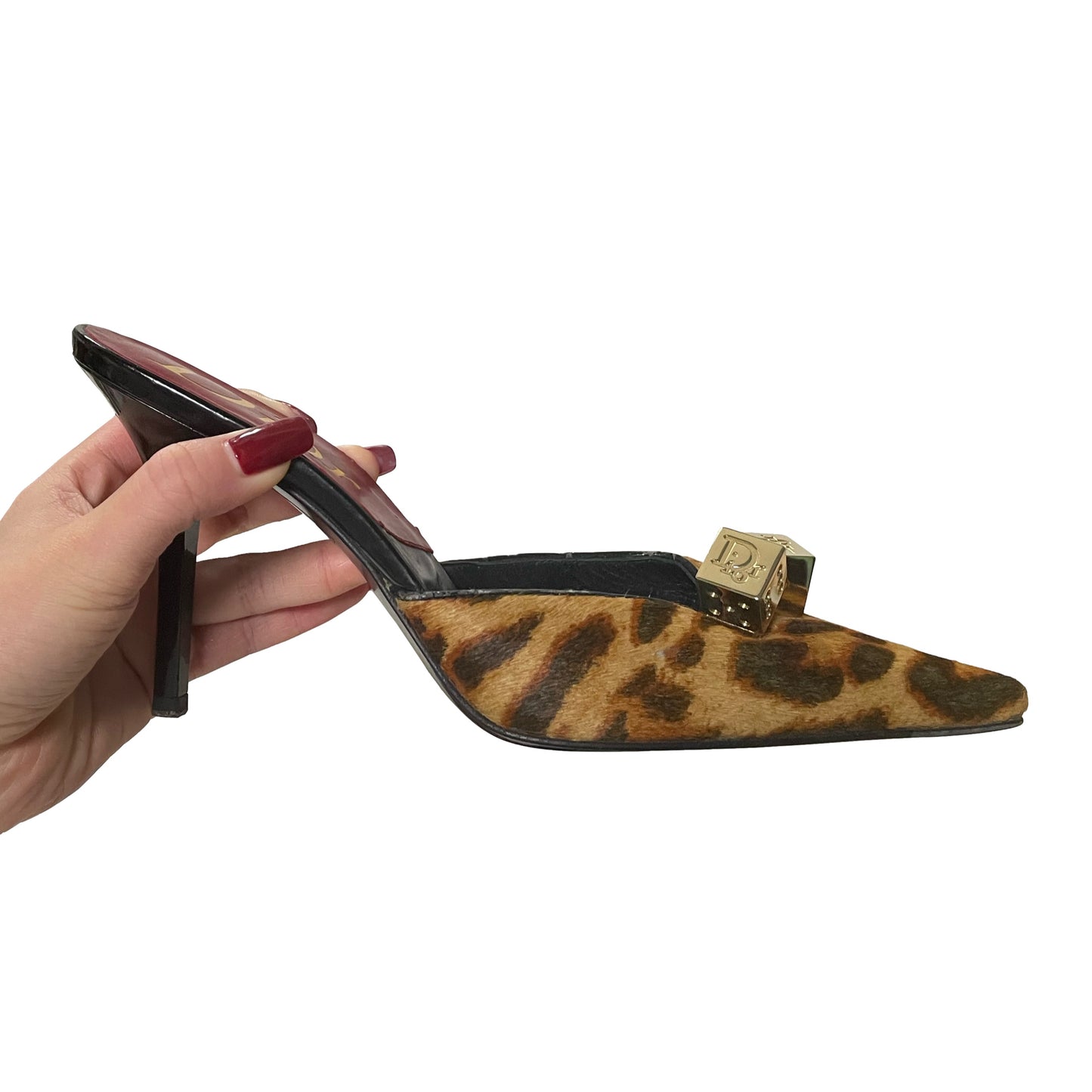 CHRISTIAN DIOR Fall Winter 2004 Leopard Print Dice Mule
