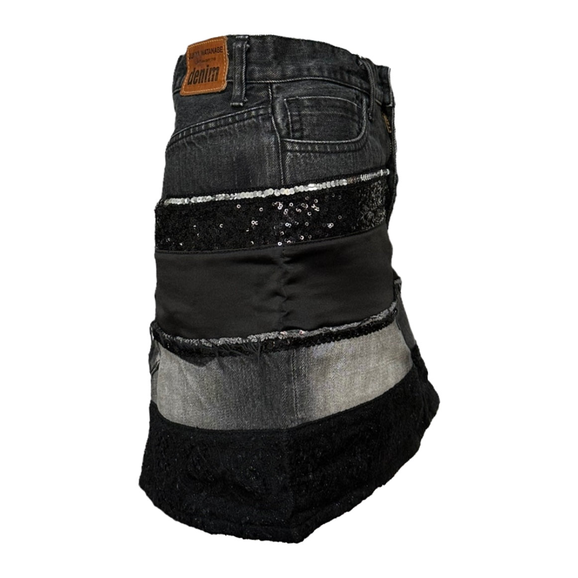 JUNYA WATANABE Fall Winter 2014 Multitexture Patchwork Denim Mini Skirt