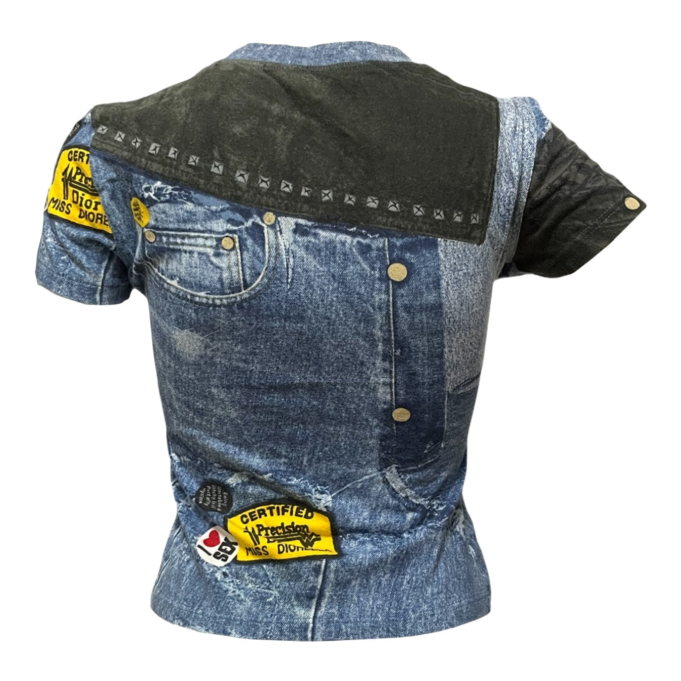 CHRISTIAN DIOR Fall Winter 2001 "Miss Diorella" Patchwork Denim Print T-Shirt